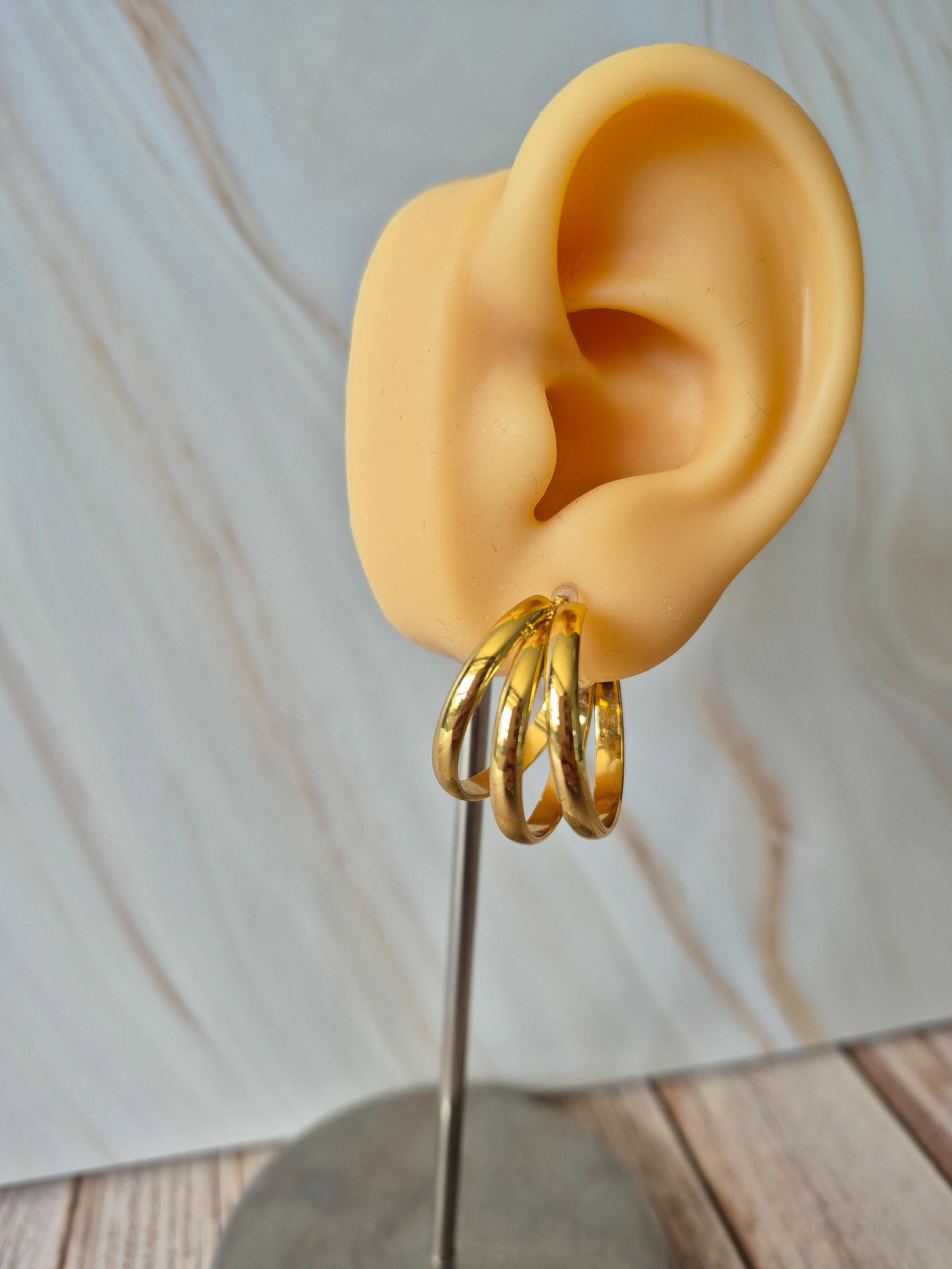 Creolen 3-fach Ring golden
