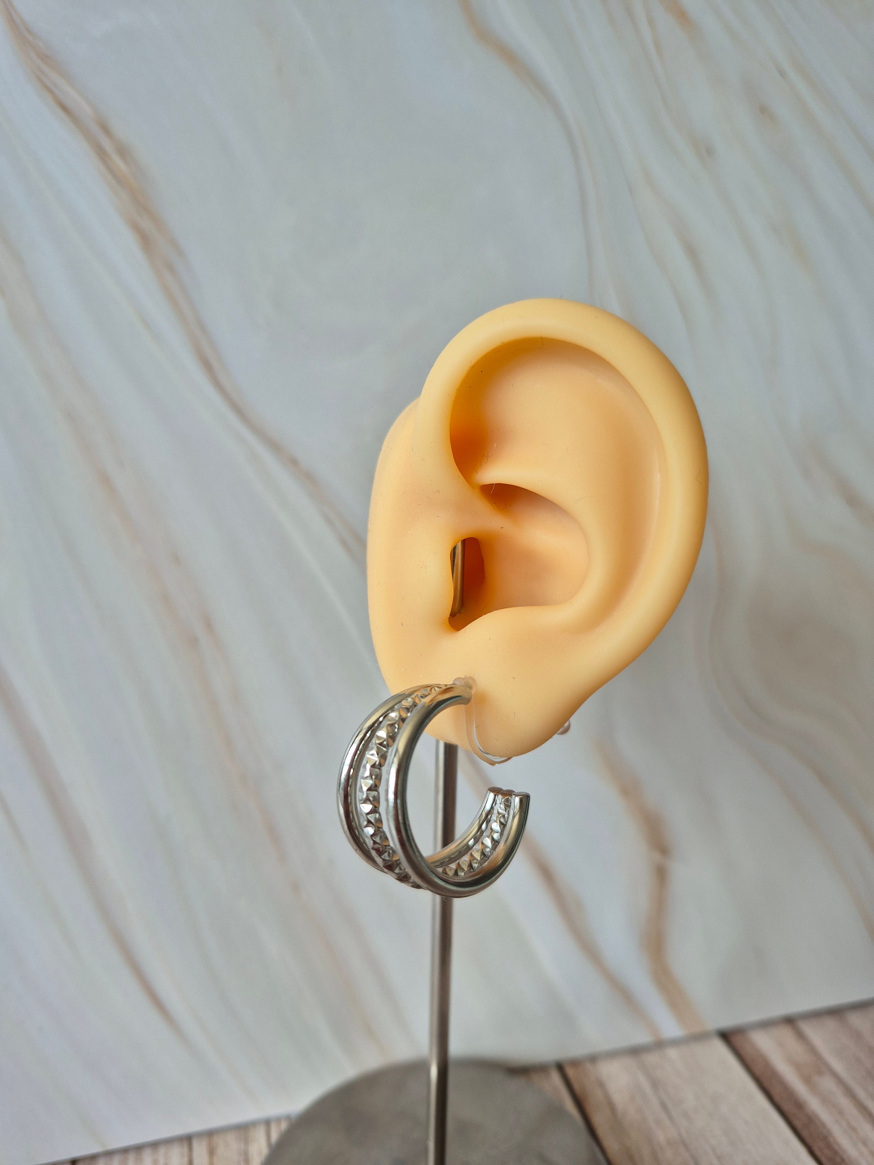 Creolen 3-fach Ring silbern
