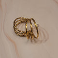 Creolen 3-fach Ring golden, gezwirbelt