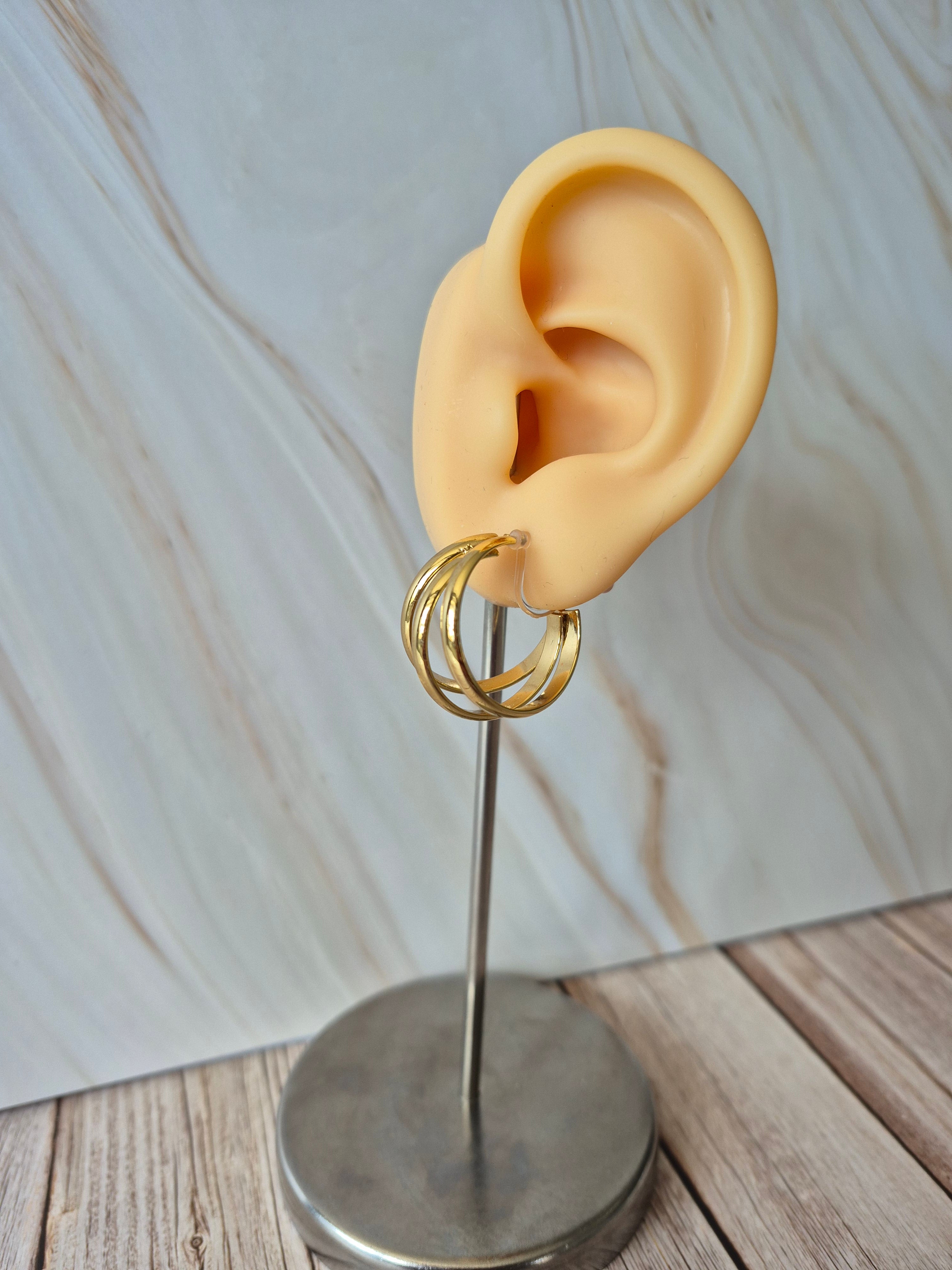 Creolen 3-fach Ring golden